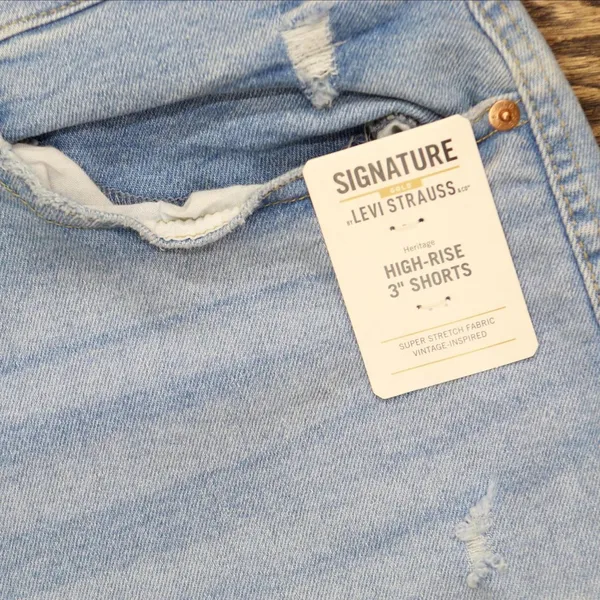 Signature By Levi Strauss & Co. Gold Label Co. High Rise 3" Jean Shorts Blue 26 - Image 3
