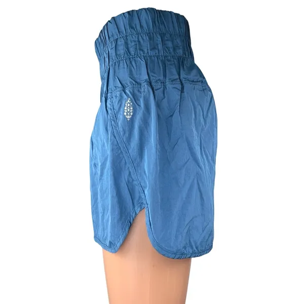 Free People FP Movement The Way Home Blue High Waist Smocked Athletic Shorts M - Image 2