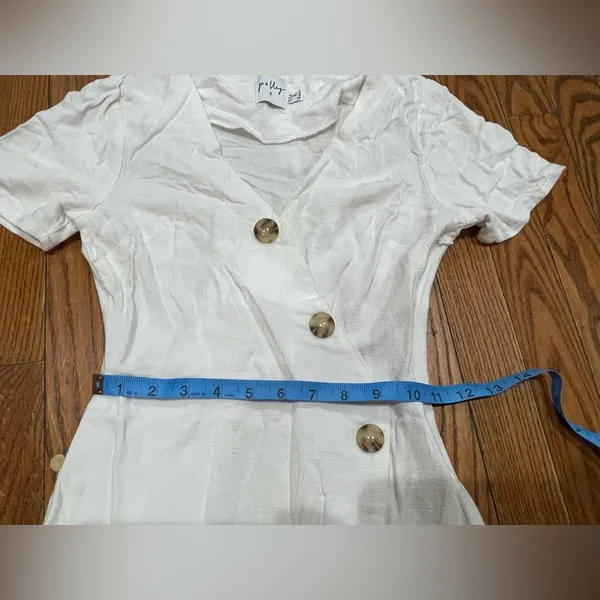 Chic White Asymmetrical Button Dress Size 0 - Image 6
