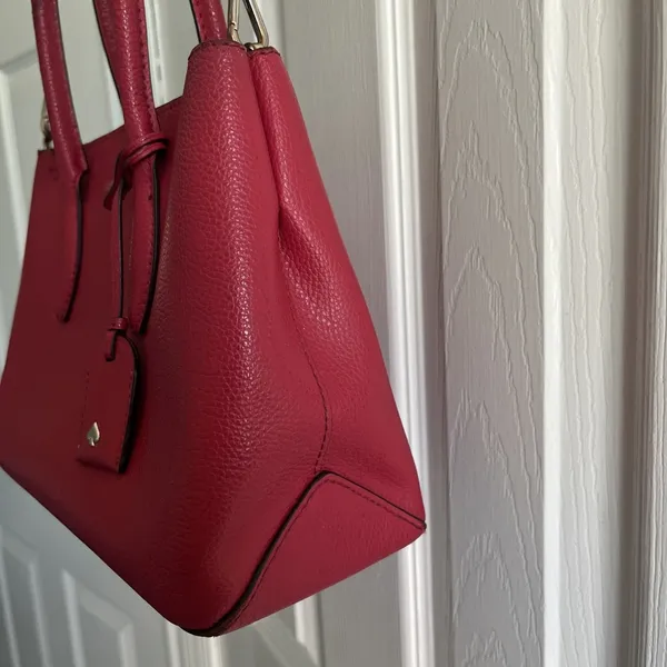 Kate Spade New York Red Leather Satchel Top Handle Crossbody Bag Medium - Image 4