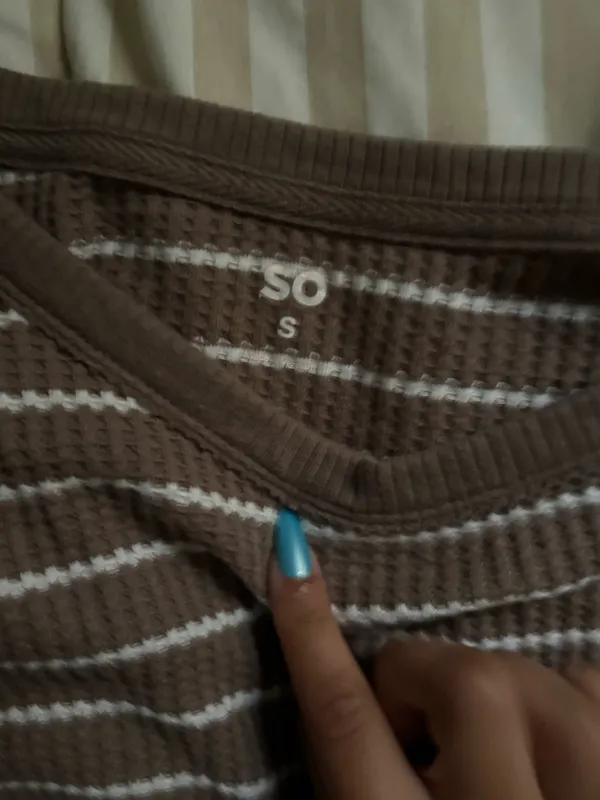 Brown Waffle Knit Sweater Size M - Image 2