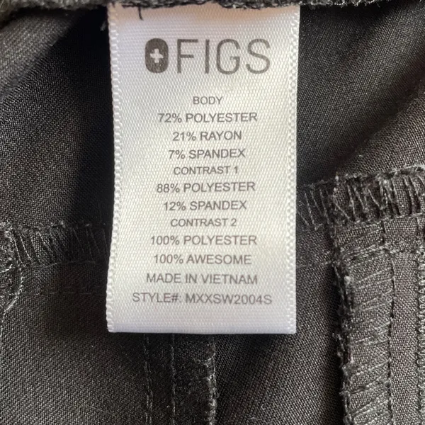 Figs Technical Black Joggers with White Drawstring Medium short - Image 7