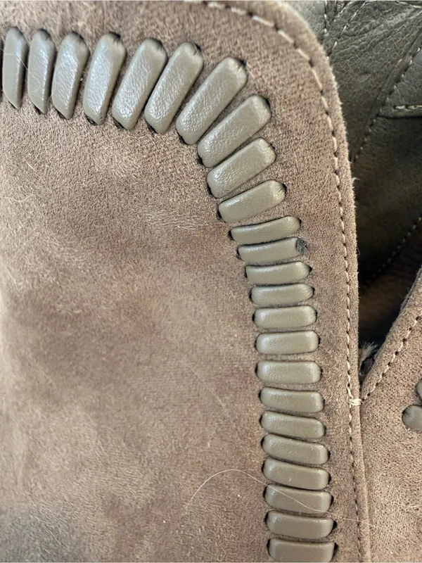 Dolce Vita Taupe Suede Ankle Booties Whipstitch Trim Block Heel Size 8 - Image 11