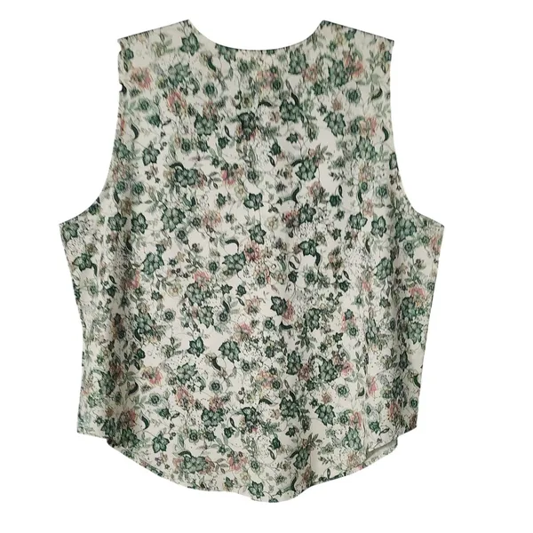 Skye's The Limit Womens Blouse Green Floral V-Neck Sleeveless‎ XL - Image 4