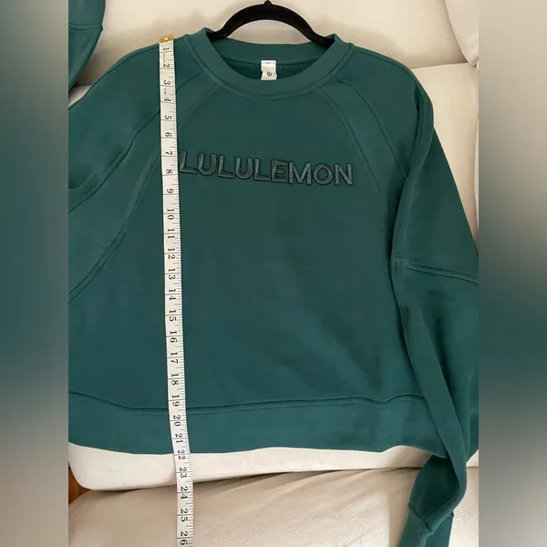 NWT Lululemon Scuba Oversized Pullover Wordmark Storm Teal Sweatshirt Size M L - Image 10