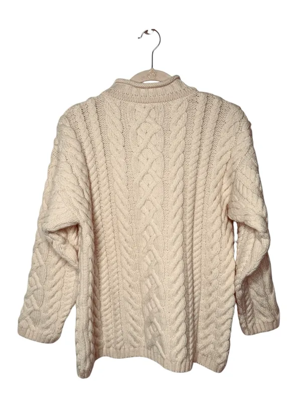 Paul James Cable Knit Sweater Cream Wool SZ S - Image 2