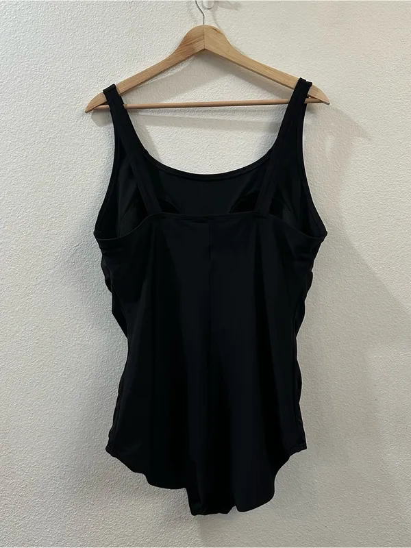 Speedo Womens Side‎ Shirred Endurance One Piece Swimsuit Black Size XXL - Image 6