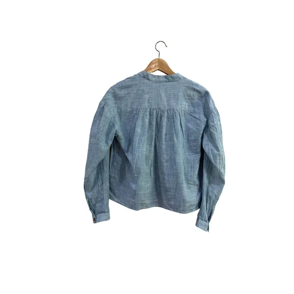 Pilcro and the Letterpress Blue White Pinstripe Cotton Button Up Shirt XS - Image 3