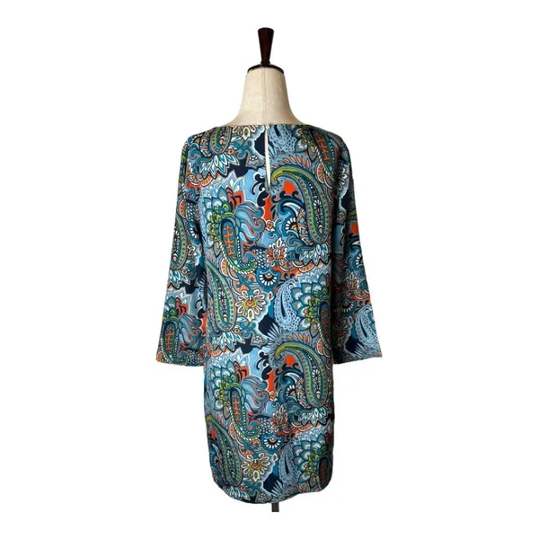 J Crew Dress Women 4 Blue‎ Jules Moonglow Paisley Gallery Boho Hippie Mini Shift - Image 2