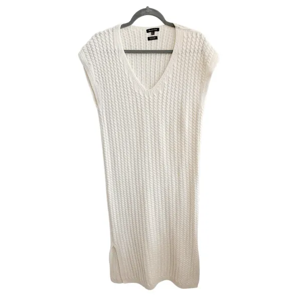 Massimo‎ Dutti ITALIAN YARN Designer Cream lightweight Knit Maxi Dress Luxury M - Image 6