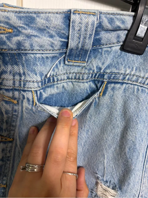 We the Free light Blue Denim Button-Front Mini Skirt skort size 28 - Image 3