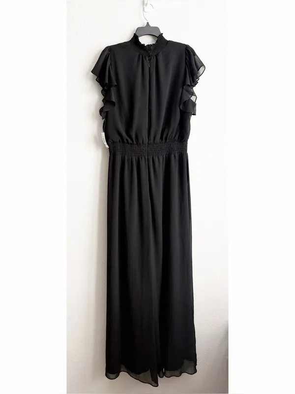 MSK Chiffon Smocked-Trim Flutter-Sleeve Wide-Leg Jumpsuit in Black, Size XL, NWT - Image 5