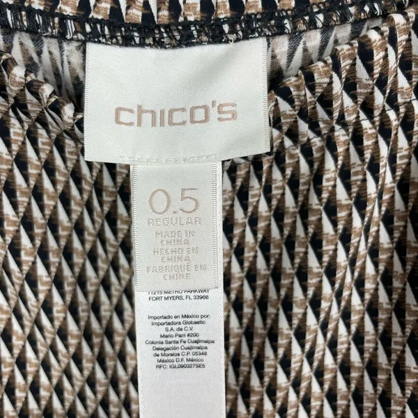 Chico’s Brown Black Diamond‎ Print Wide Leg Flowy Elastic Waist Pull On Pants - Image 5