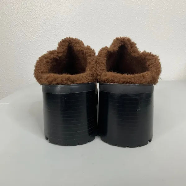 Rocket Dog Brown‎ Leather Faux Fur Lined Platform Clogs Mules Lug Sole 8.5M - Image 4