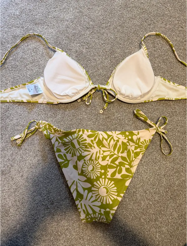 Wild Fable Green/White Retro Floral Bikini Set - Image 5