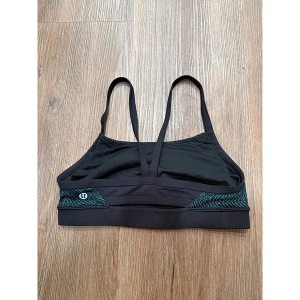 Lululemon Free To Be Bra Teal Black Chevron Print Thin Strap Yoga‎ Bra Size 6 - Image 2