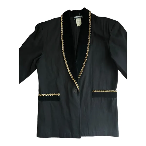Vintage 90s Contempo Casuals Gold Trim Blazer Oversized Small - Image 4