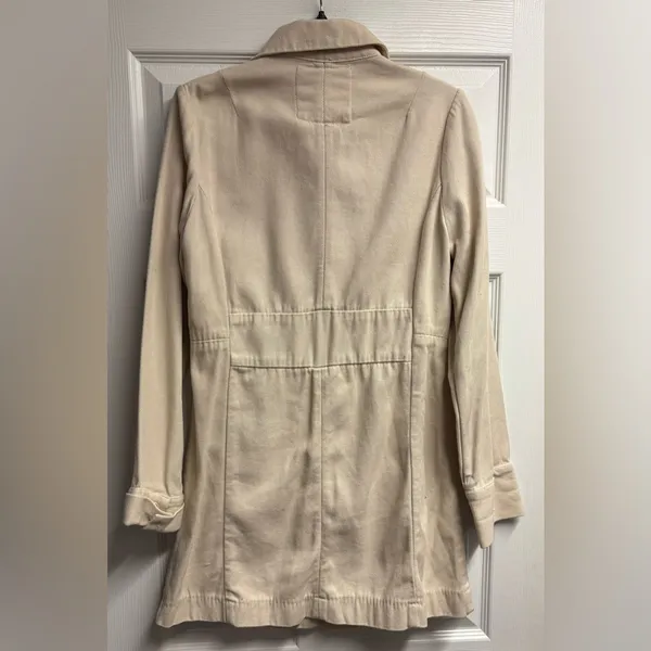 Gap Khaki Denim 100% Cotton Trench Coat Size Medium - Image 7
