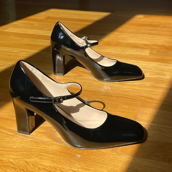 Newbella Women’s Size 7 Black Patent Mary Jane Block Heel Pumps Square Toe - Image 11