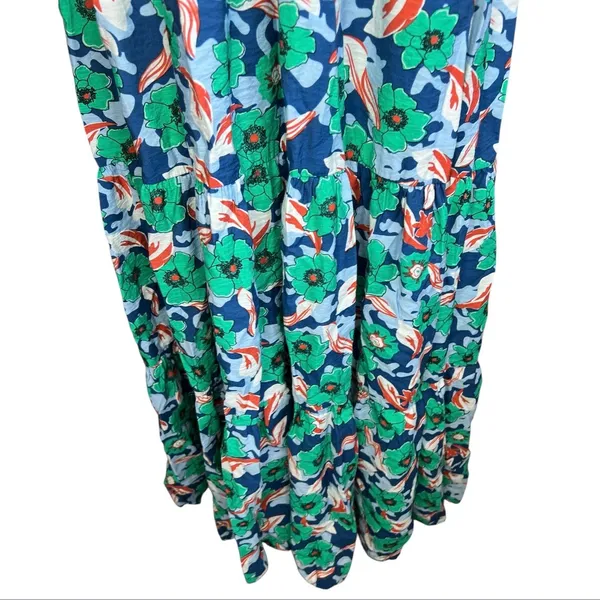 Aakaa green floral maxi dress halter side cutouts summer tiered feminine medium - Image 3