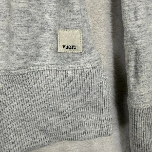 Vuori Womens Henley Pullover Sweatshirt Light Gray Organic Cotton VW296 Large - Image 2