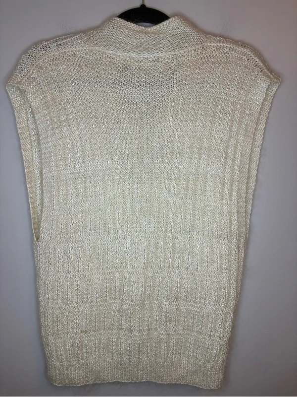 Vintage Linda Allard Ellen Tracy Mohair Blend Cardigan Vest S Cream - Image 2