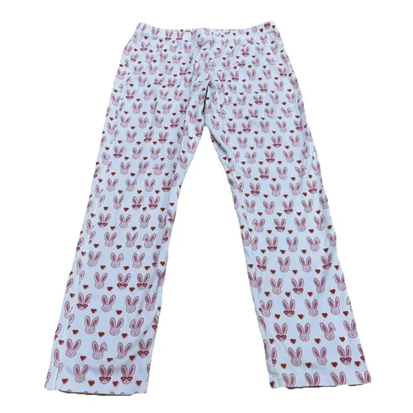 Roller Rabbit Love Bunnies Ladies 2 Piece Pajama PJ Set Pink White Size Large - Image 11