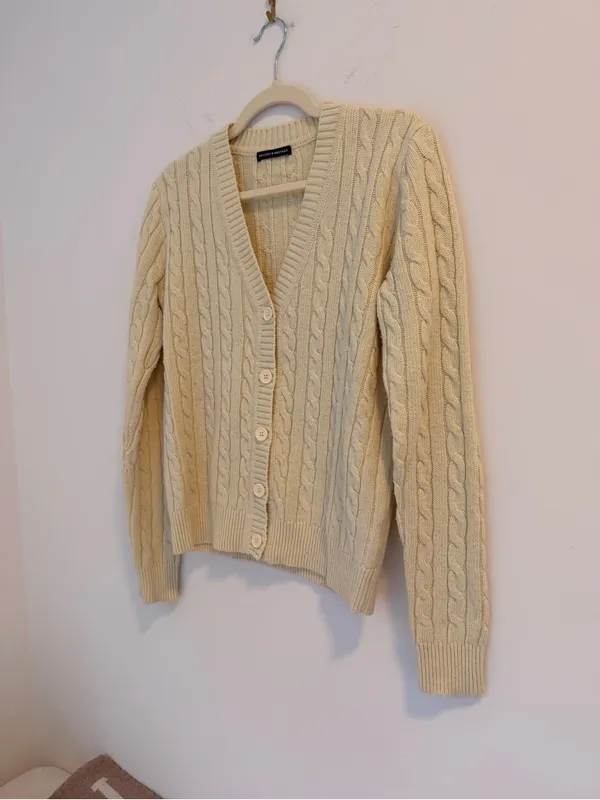 Brandy Melville Cream Cable-Knit Button Cardigan - Image 2