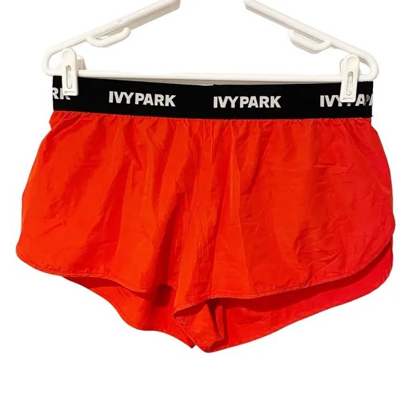 Ivy Park Women's Medium Red Active‎ Logo Taped Mesh Lined Woven Running Shorts - Image 2