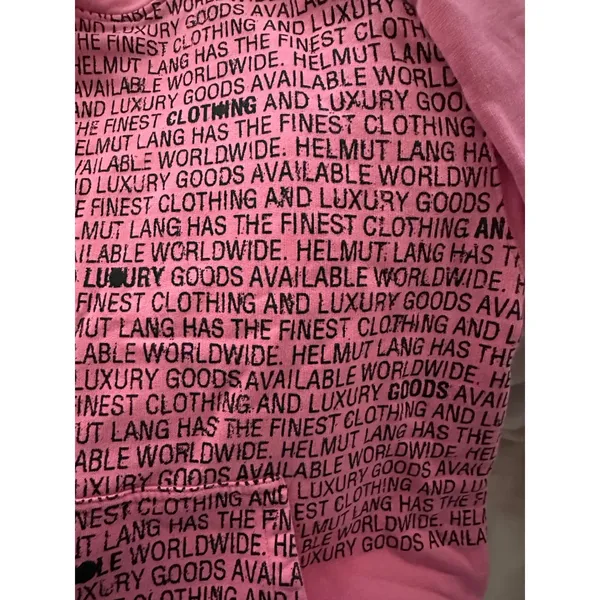 Helmut Lang "Inside Out" Repeat Text Logo Hoodie – Pink‎ (Size L) - Image 9