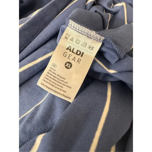 ALDI Gear Striped Crop T-Shirt Womens XL Extra Large Blue Retro NWT Camiseta - Image 6