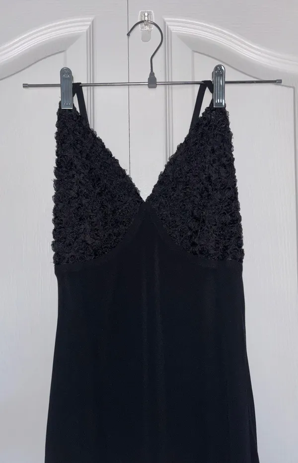 Target Mixed Material Black Maxi Dress - Image 4