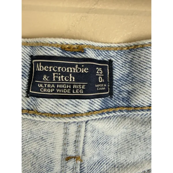Abercrombie & Fitch Ultra High Rise Crop Wide Leg Jeans Women’s 0R/25 Frayed Hem - Image 13