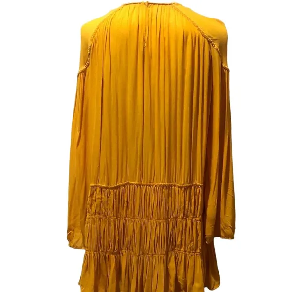 Zara Trafaluc Collection Mustard Yellow Long Sleeve Knee Length Dress XS - Image 6