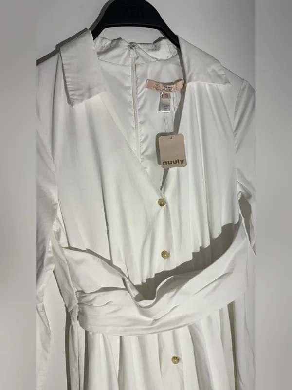 NWT Hutch White Button-Front Wrap Long-Sleeve VNeck Midi Shirt Dress 100% Cotton - Image 7