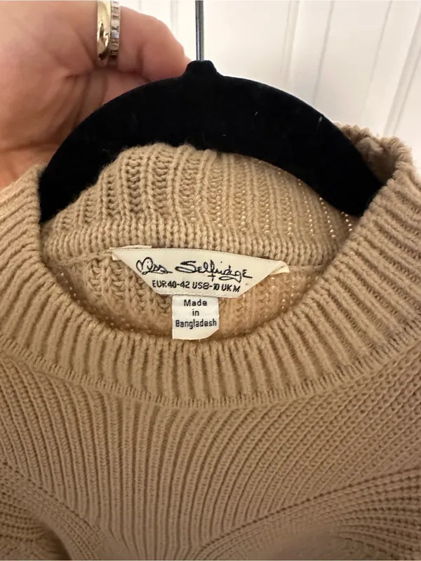 ASOS Miss Selfridge Camel Funnel Neck Split Hem Knit - Image 3