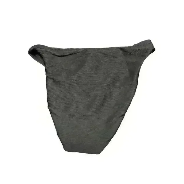 J.Crew Textured Curved-Waist Cheeky Bikini Bottom High Cut Black Size Small NWT - Image 2