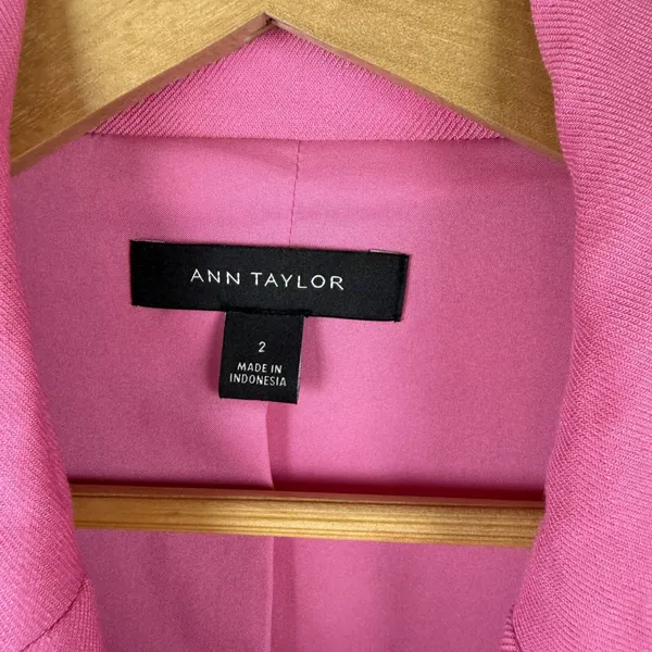 Ann Taylor Pink Linen Blend Single Button Blazer Jacket Size 2 Preppy Office - Image 6