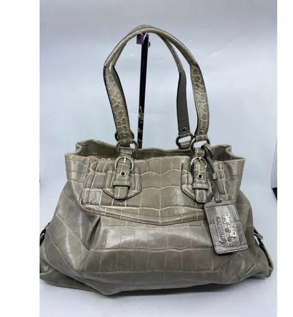 COACH Animal Embossed Leather Gray Shoulder Bag - Image 2