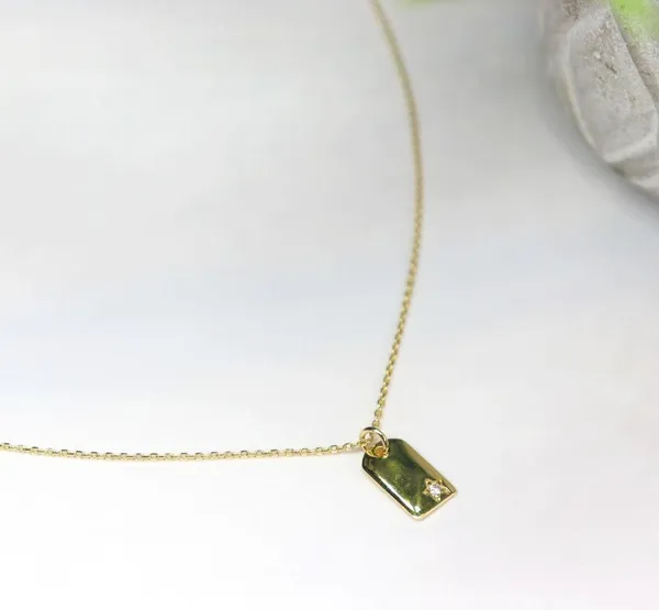 Boutique 14k gold plated 925 Silver Dainty Tag Necklace - Image 2