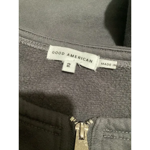 Good American Essentails Gray Half Zip Cropped Womens Sweatshirt 2(M) - Image 6