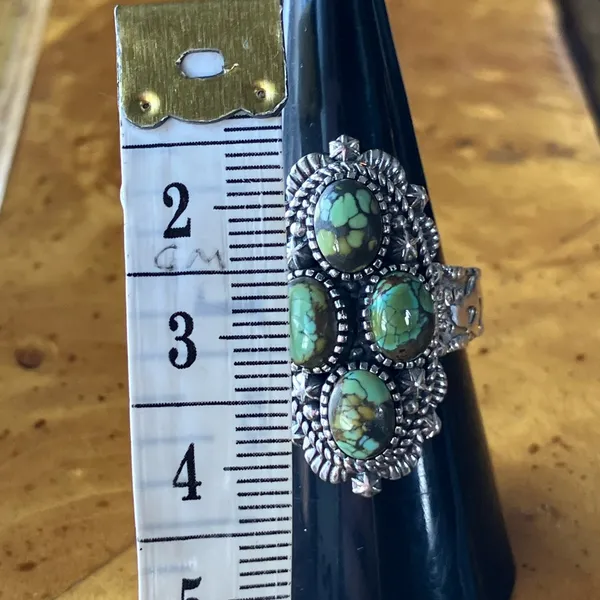 Real Turquoise Sterling Silver Kokopelli Ring Size 7 Green - Image 7