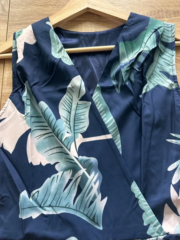 Tropical High Low Dress Blue Size L - Image 5