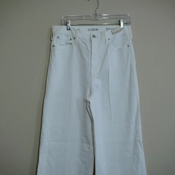 J. Crew Size 29 Wide Leg Trouser Jeans White High Rise NEW Casual Coastal - Image 2