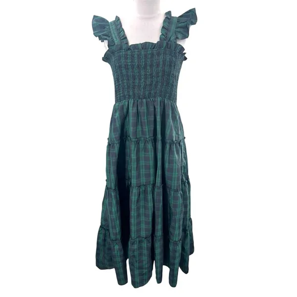 J. Marie Rayna Green Plaid Ruffle Strap‎ Midi Dress - Image 5
