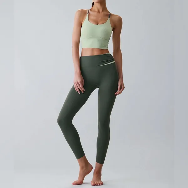 Berlook Activewear Dark Green Contrast High Waisted Leggings 24" - Image 5