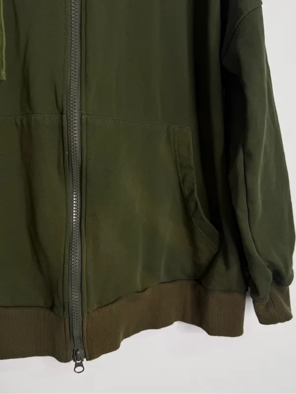LIT Active Olive Green Zip Hoodie Oversized XL Cotton Tencel Sweatshirt - Image 3