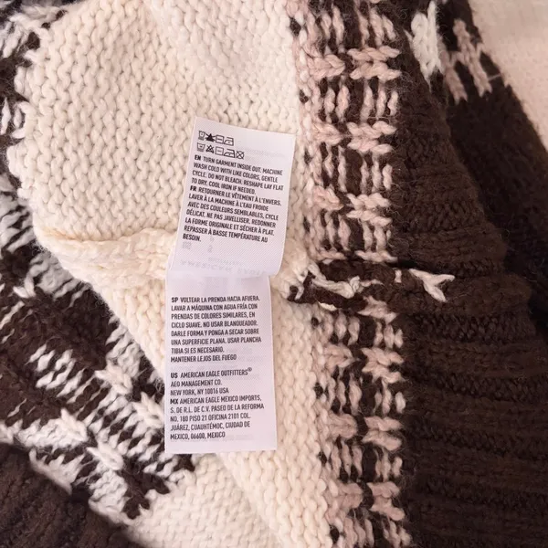 AMERICAN EAGLE‎ Fairisle Snowdrift Turtleneck Sweater Cropped Fair Isle Small - Image 12