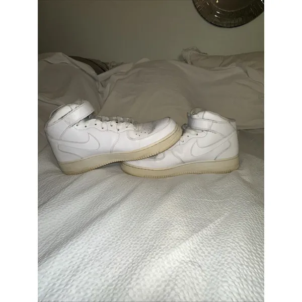 Nike Air Force 1 mid- White Leather Sz 11.5 - Image 3