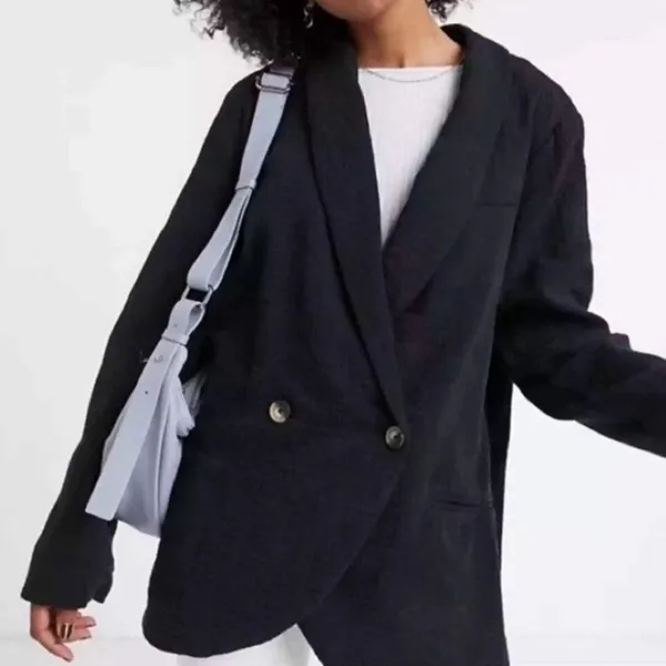 Free people Rowan blazer jacket in black - Image 3
